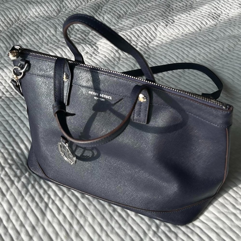 Henri Bendel West 57th Tote Satchel Handbag Black Leather